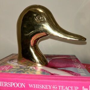 Vintage large brass duck bookend door stop